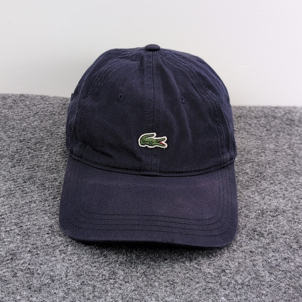 Lacoste Baseball Cap Hat Unisex One Size Navy Blue Cotton Croc Logo Adjustable